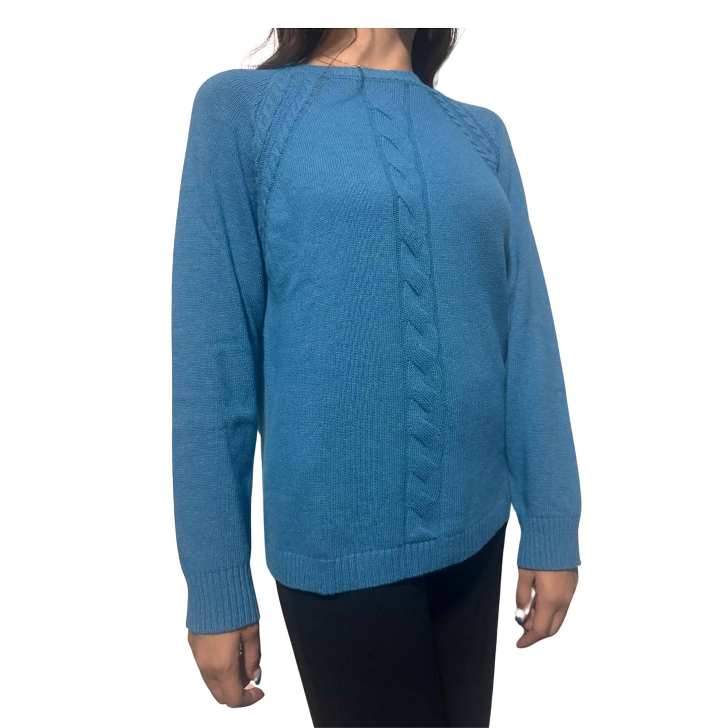 Maglia girocollo con trecce