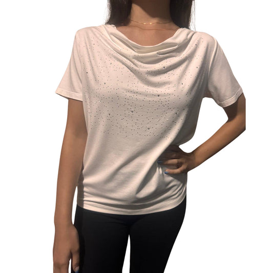 T-shirt collo a cascata